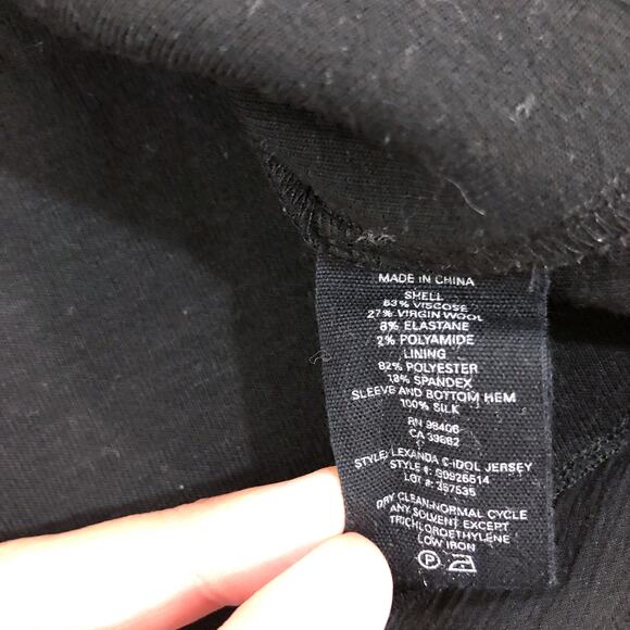 Theory Lexanda C Idol Black Bell-Sleeve Peplum Blouse Top - Picture 8 of 11